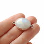 Conector cu Rainbow Moonstone  natural in rama argintata