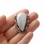 Pandant cu Rainbow Moonstone  natural in rama argintata si antichizata