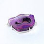 Conector cu agata druzy magenta-mov cu alb laptos in rama argintata
