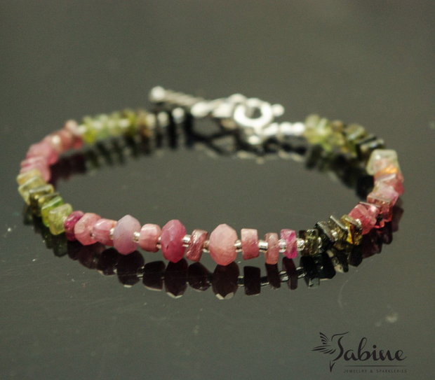 Brăţară watermelon tourmaline cu argint