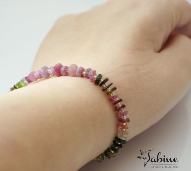 Brăţară watermelon tourmaline cu argint