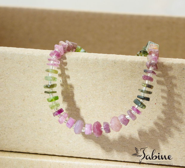 Brăţară watermelon tourmaline cu argint