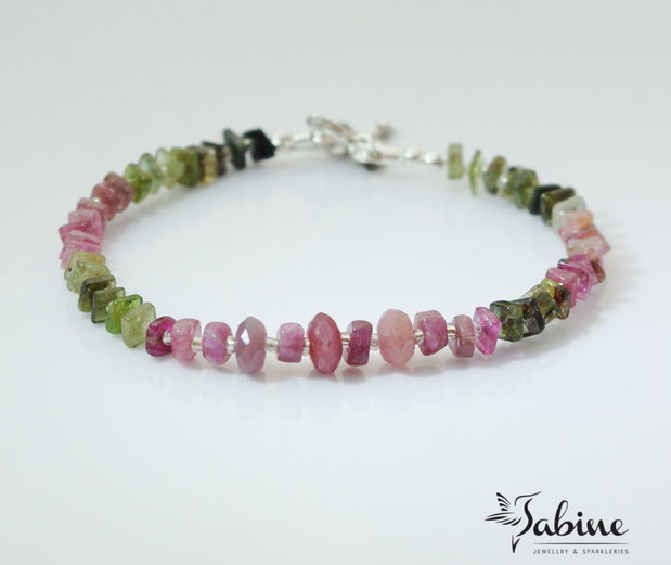 Brăţară watermelon tourmaline cu argint