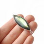 Conector cu labradorit marquise natural flashy - gablen verzui - in rama argintata - Superb -