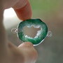 Conector cu quartz druzy teal verzui in rama argintata