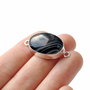 Conector sardonyx  negru in rama argintata