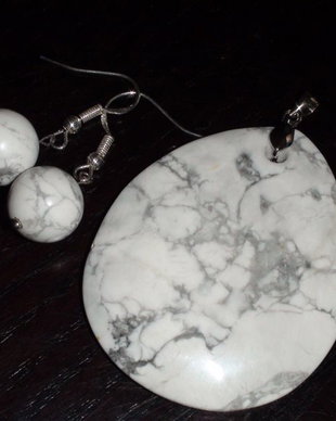 Pandantiv si cercei din Argint 925 si Howlite - PA226.1, CE226.1