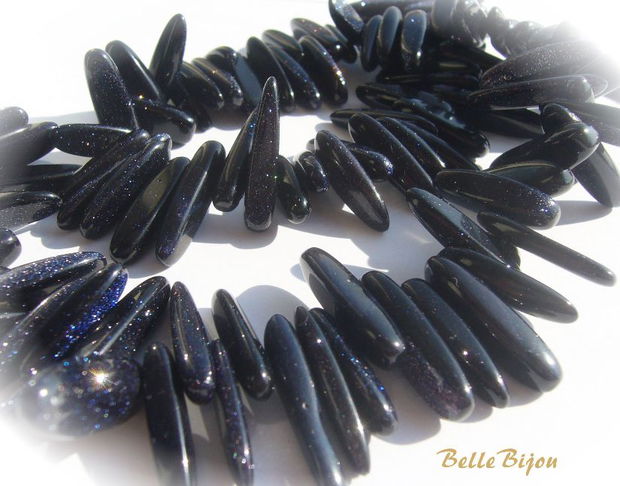 (5 buc) Blue goldstone gherute aprox 10-20x2-5x5-6 mm