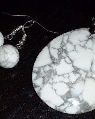 Pandantiv si cercei din Argint 925 si Howlite - PA226, CE226