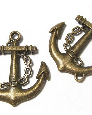Pandantiv metalic, ancora, bronz, 30x27 mm