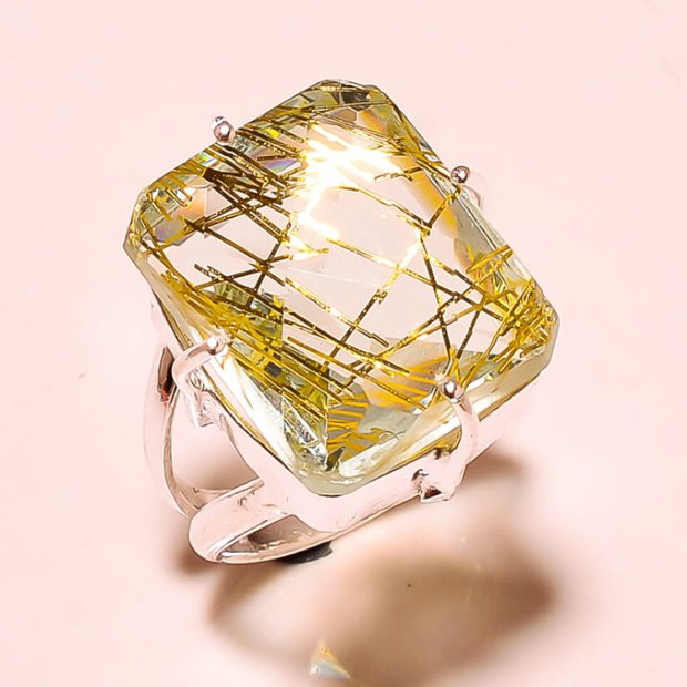 Inel argint si cuart golden rutile