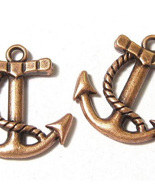 Pandantiv metalic, ancora, cupru, 22.5x21 mm