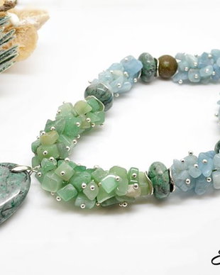Colier  aquamarin-agat-aventurin