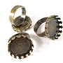 6577 - (3buc) Baza inel reglabil, cabochon 18mm, rama dantelata