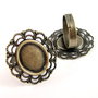6576 - (2buc) Baza inel reglabil, cabochon 14x11mm, rama dantelata