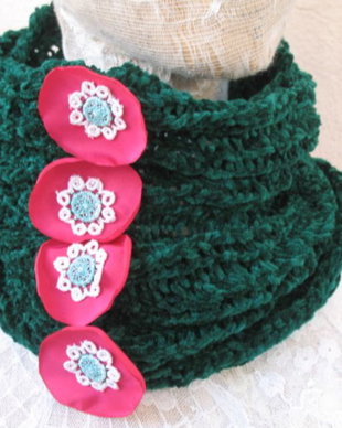 Accesoriu/guler/fular verde tricotat