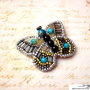 Brosa/martisor fluture argintiu cu turcoaz - UNICAT = vandut
