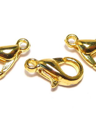 Inchizatoare lobster, metalica, aurie, 10x6 mm