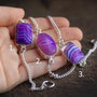 Bratara cu agate botswana magenta & violet si lantisoare placate cu argint 925