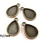 6584 - (4buc) Charms / minipandantiv, cabochon, aliaj bronz, picatura / lacrima