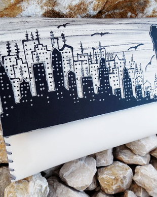 poseta plic handmade unicat din piele - New York B/W