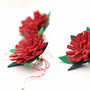 Martisor floral cu piele naturala si fetru - Rosu & Verde - Primavaratic