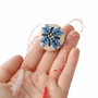 Martisor Brodat cu motiv traditional  in punct - cruce  - Albastru cu Negru