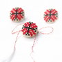 Martisor Brodat cu motiv traditional  in punct - cruce  - Rosu cu Negru
