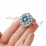 Martisor Brodat cu motiv traditional  in punct - cruce  - Albastru cu Negru