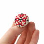 Martisor Brodat cu motiv traditional  in punct - cruce  - Rosu cu Negru