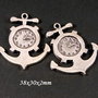 6592 - (2buc) Pandantiv / charms, ancora, cadran ceas, steampunk, aliaj metalic argintiu