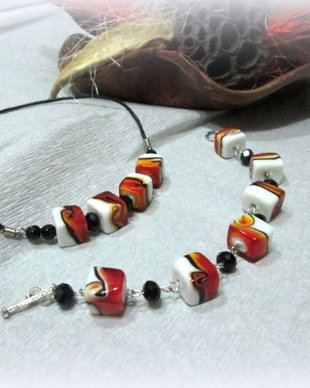 Set Lampwork  portocaliu