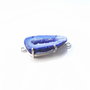 Conector cu agata druzy  albastru ultramarin cu alb in rama argintata