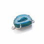 Conector cu agata druzy  albastru ceruleum  in rama argintata