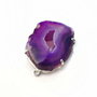 Conector cu agata druzy  mov plum inchis in rama argintata