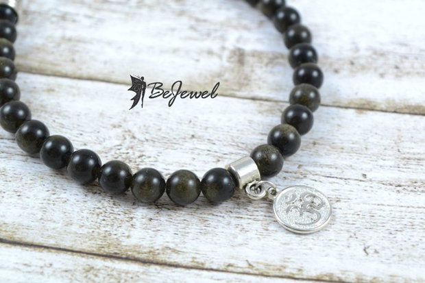 Bratara barbateasca cu obsidian ''Silence''