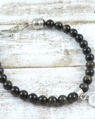 Bratara barbateasca cu obsidian ''Silence''