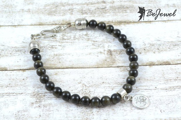 Bratara barbateasca cu obsidian ''Silence''