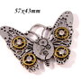 6597 - (1buc) Pandantiv tip link / conector, fluture, steampunk, rotite ceas, aliaj metalic argintiu si auriu, rhinestones