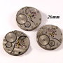 6598 - (3buc) Mecanism ceas, steampunk, rotite ceas, aliaj metalic argintiu
