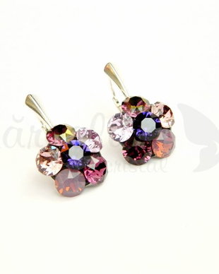 Cercei Swarovski Regal - Chaton  Flower / Argint 925