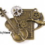 6603 - Pandantiv, cadran ceas, pasari, rotita ceas, vioara, steampunk, aliaj metalic bronz