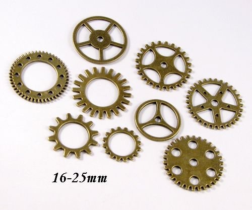 6612 - (50buc)  Mix, charms mecanisme / rotite ceas, aliaj metalic bronz, steampunk, 16-25mm