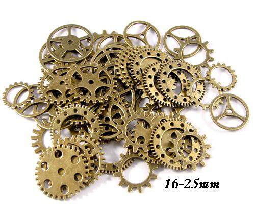 6612 - (50buc)  Mix, charms mecanisme / rotite ceas, aliaj metalic bronz, steampunk, 16-25mm