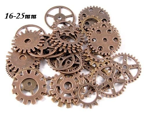 6613 - (40buc)  Mix, charms mecanisme / rotite ceas, aliaj metalic cupru, steampunk, 16-25mm