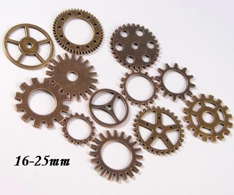 6613 - (40buc)  Mix, charms mecanisme / rotite ceas, aliaj metalic cupru, steampunk, 16-25mm