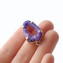 Conector cu agata & quartz druzy mov  in rama argintata
