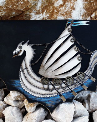 poseta plic handmade unicat din piele - Steampunk Vasa