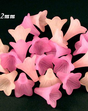 6616 - (24buc) MIX Flori clopotel acril frosted 21x22mm
