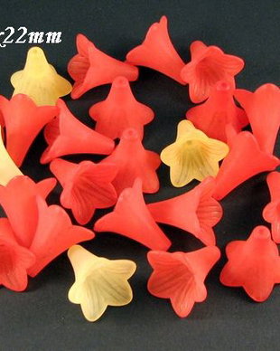 6620 - (24buc) MIX Flori clopotel acril frosted 21x22mm